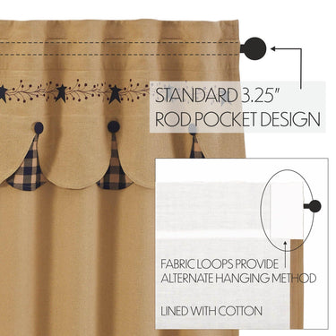 Pip Vinestar Scalloped Layered Prairie Short Panel Set of 2 63x36x18 - The Fox Decor